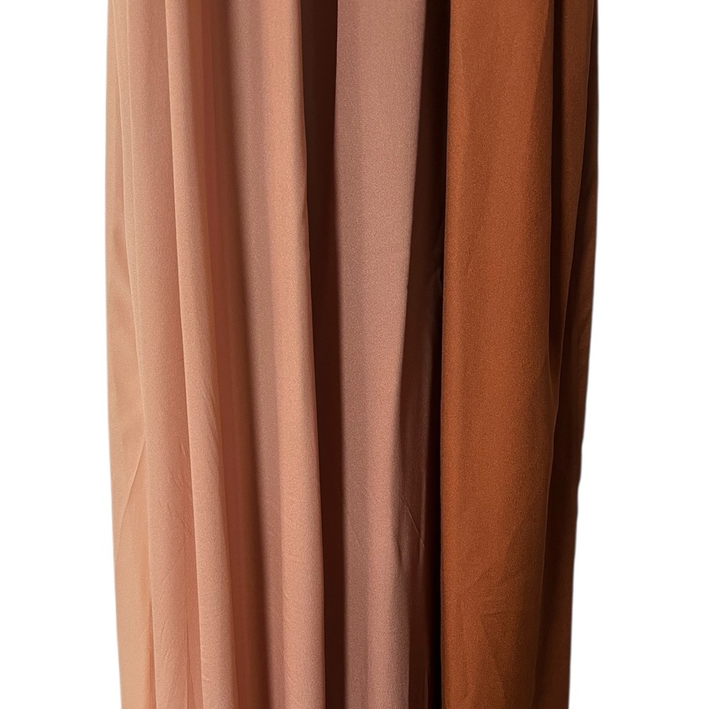 Theory women’s Dip Dye Crepe Silk Halter Maxi Dress Large Shell/Red Clay - Picture 9 of 13